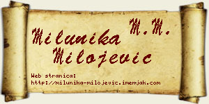 Milunika Milojević vizit kartica